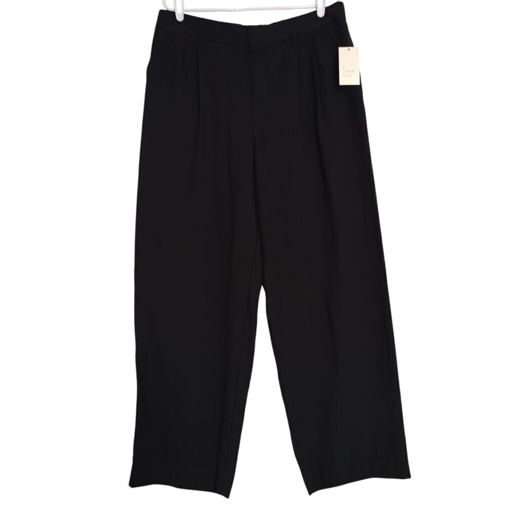 A New Day Womens Black Wide-Leg Pants Size 14 With Zip & Hook Closure. NWT.